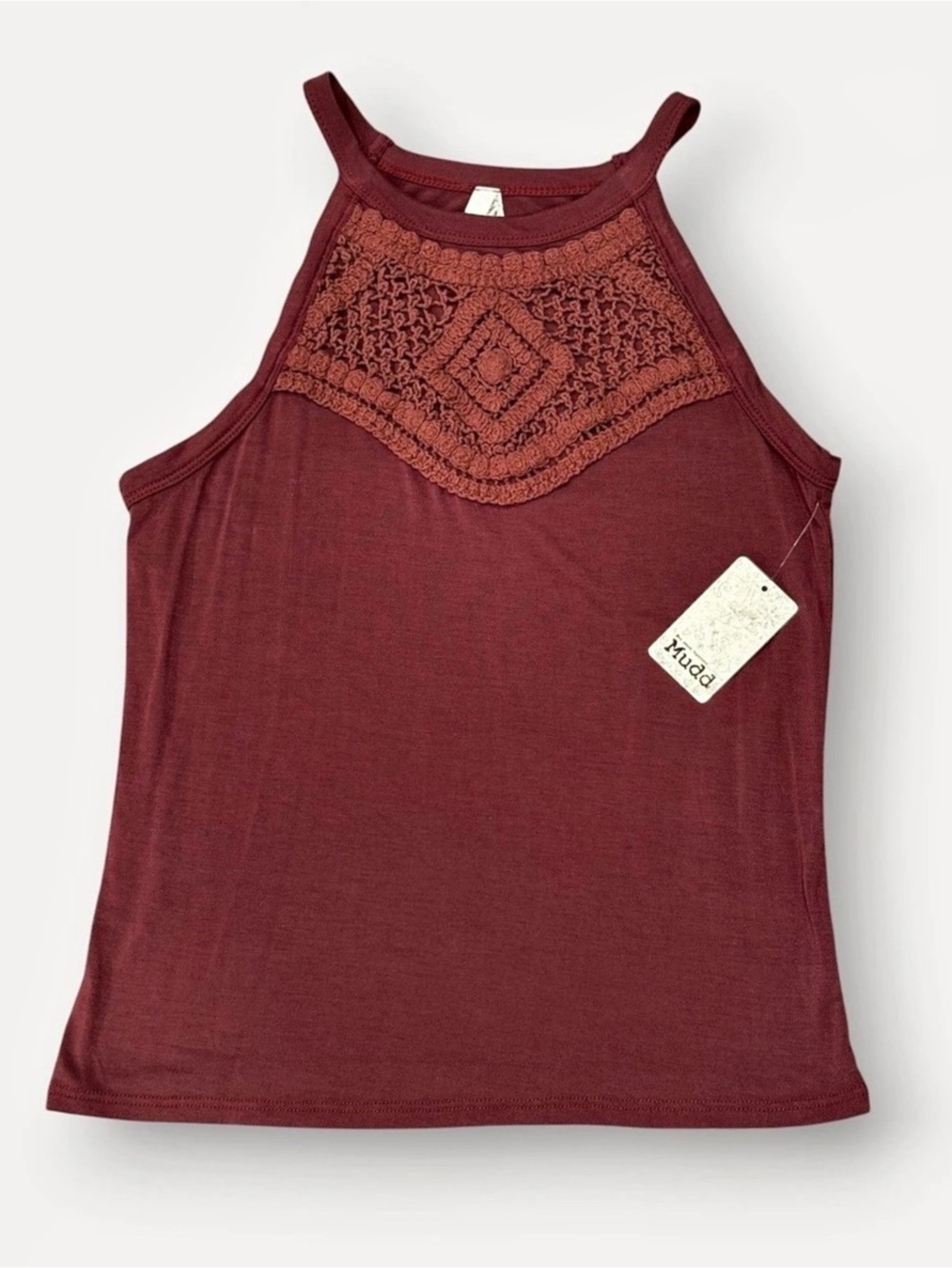 Mudd Lace Front Tank Top in Burgundy Small NWT